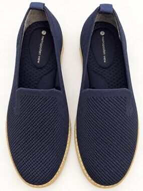 Metropolitan View Women’s 7.5 Navy Knit Slip On Loafers Comfort Shoes